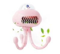 Genérico Stroller Fan, Clip on Cooling Fan, 3-Speed Rechargeable Motor, Flexible Silicone Tripod Design, for Crib Car Seat Travel Outdoor Use, 24x24x11cm/9.45x9.45x4.33 Inches, White, 1pc