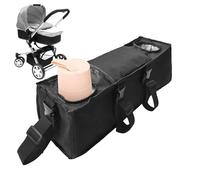 Genérico Stroller Organizer, Storage Pouch, 19.69x5.51x6.69 Inches Spacious Carrier, Fastener Strap Attachment, Water Bottle Holder for Mom, Diaper, Bag, Golf, Park, Airplane and Travel, Black