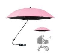 Genérico Stroller Umbrella - 82cm Black Coating 8 Rib Adjustable Clamp 1.8-3cm | Sun Shade With 360° Rotation Waterproof Anti UV Protection For Stroller Bike Wheelchair Beach Use | Pushchair Parasol