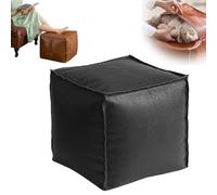 Genérico Stuffable Cushion Bag, 16 Inch Floor Footrest Cushion Storage Solution, Pouf Cover for Foot Stool and Storage Ottoman, Leather Light Luxury Cushion Storage CushionStorage Stool (Black)