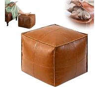 Genérico Stuffable Cushion Bag, 16 Inch Floor Footrest Cushion Storage Solution, Pouf Cover for Foot Stool and Storage Ottoman, Leather Light Luxury Cushion Storage CushionStorage Stool (Coffee)