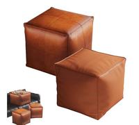 Genérico Stuffable Cushion Bag, 2025 New Unstuffed Pouf Ottomans, 17 Inch Floor Footrest Cushion Storage Solution for Living Rooms Bedrooms, Cube Decorative Footrest Storage Bag (Brown+Orange,S)