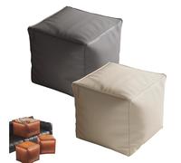 Genérico Stuffable Cushion Bag, 2025 New Unstuffed Pouf Ottomans, 17 Inch Floor Footrest Cushion Storage Solution for Living Rooms Bedrooms, Cube Decorative Footrest Storage Bag (Beige+Gray,S)