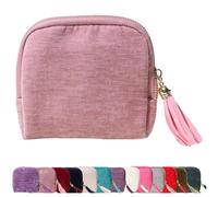 Genérico Stuffdatas Travel Jewelry Case, Gettoreach Portable Foldable Box Mini Jewelry Travel Bag, Travels Jewelrys Case with Tassel Zipper Design, for Earrings Necklaces Rings Bracelets (Light Pink)