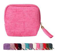 Genérico Stuffdatas Travel Jewelry Case, Gettoreach Portable Foldable Box Mini Jewelry Travel Bag, Travels Jewelrys Case with Tassel Zipper Design, for Earrings Necklaces Rings Bracelets (Light Red)