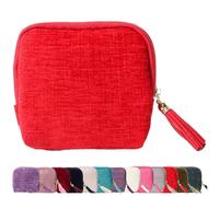 Genérico Stuffdatas Travel Jewelry Case, Gettoreach Portable Foldable Box Mini Jewelry Travel Bag, Travels Jewelrys Case with Tassel Zipper Design, for Earrings Necklaces Rings Bracelets (Red)