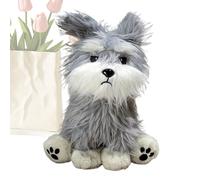 Genérico Stuffed Animal Dog, Interactive Plush Toy, 9.84in Cute Schnauzer Doll, Authentic Soft Sleeping Companion, Realistic Cuddly Design for Kids Teens Adults Boys Girls Men
