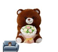 Genérico Stuffed Animals - Cute Doll with Bouquet For Romantic Gestures | Ultra Soft Plush Companion with Everlasting Floral Accessory For Girlfriend, Wife and Girls