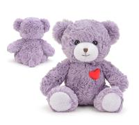 Genérico Stuffed Bear Plush - Heart Design 23cm Pink Purple | Cute Collectible Soft Animal Toy for Valentine Birthday Easter Christmas, Kids Girls Boys | Home Desk Car Gift Companion Decoration
