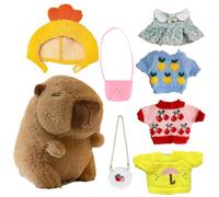 Genérico Stuffed Capybara Plush Toy, Winter Dress-Up Doll with 4 Outfits, Soft Cartoon Animal Plushied Cute 25cm Collectible Figure for Kids, Adults, Gift, Festival Display, Room Decor, Playtime Use
