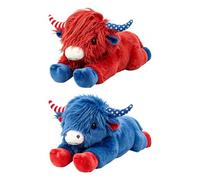 Genérico Stuffed Cow Plush - 10 Inch Realistic Cute Room Decor, Soft Red Blue Plush Toy, Huggables Animal Companion, Premium Cuddly Gift for Kids Teens Family Friends Home Office Couch Bedroom