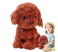 Genérico Stuffed Dog Doll - Plush 18x20x25cm | Brown Curly Hair Soft Funny Pillow Toy | Cute Stuffed Animal Companion For Students Family Friends For Living Room Bedroom Study Home Indoor