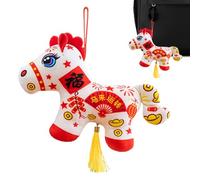 Genérico Stuffed Horse, Auspicious Plush Lucky Pendant, Mini Charm Doll, Velvet Soft Keychain Clip, Wealth Symbol Gift, Top Car Rearview Ornament, Decor for Kids Girlfriend New Year, 16cm