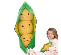 Genérico Stuffed Pea Pod - Pea | Cute Pea Stuffed Toys | 3 Peas-In-A-Pod Plush | Cute Cartoon Plant Cuddle Snuggle, Soft Comfortable Doll Figure with Face Expression for Kids Hugging