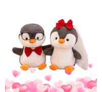 Genérico Stuffed Penguin Couple, Bride Groom Plush Set, 8-Inch Soft Stuffed Animals, Sturdy Polyester Plush Toys, Desk Shelf Decoration Dolls, Birthday Display Accessory for Kids FOR Couples Use