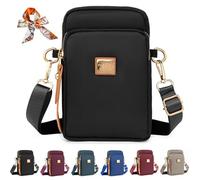 Genérico Stylish 3-Layer Shoulder Crossbody Bag, Small Crossbody Cell Phone Bag for Women, Nylon Waterproof Mini Handbags Wallets (Black)
