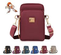 Genérico Stylish 3-Layer Shoulder Crossbody Bag, Small Crossbody Cell Phone Bag for Women, Nylon Waterproof Mini Handbags Wallets (Red)