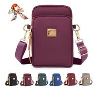 Genérico Stylish 3-Layer Shoulder Crossbody Bag, Small Crossbody Cell Phone Bag for Women, Nylon Waterproof Mini Handbags Wallets (Purple)