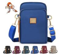 Genérico Stylish 3-Layer Shoulder Crossbody Bag, Small Crossbody Cell Phone Bag for Women, Nylon Waterproof Mini Handbags Wallets (Blue)