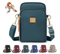 Genérico Stylish 3-Layer Shoulder Crossbody Bag, Small Crossbody Cell Phone Bag for Women, Nylon Waterproof Mini Handbags Wallets (Green)