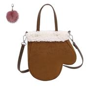 Genérico Stylish Faux Lamb Wool Plush Handbag,Large Capacity Glove Shaped Crossbody,Winter Cute Retro Frosted Suede Leather Bag