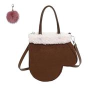 Genérico Stylish Faux Lamb Wool Plush Handbag,Large Capacity Glove Shaped Crossbody,Winter Cute Retro Frosted Suede Leather Bag
