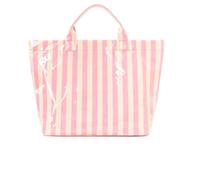 Genérico Stylish Large Striped Glossy Tote Bag, Large Striped Pvc Glossy Tote Bag for Women, Plastic Tote Bags with Handles (B)