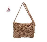 Genérico Stylish Summer Woven Bag, Retro Cotton Rope Woven Bag,Soft, Stylish and Lightweight Travel,for perfect vacation choice (Khaki)