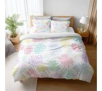 Genérico Suave al Tacto Confort Multicolor Ilustración Juego de Funda Nórdica Simple Brillante Fuegos Artificiales Lavable a Máquina Microfibra para Adolescente Duvet Cover 240 x 220 cm