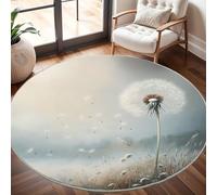 Genérico Suave Alfombra Redonda de Pelo Corto 100 cm Fiámetro Tema de Planta de Diente de LeóN - TPR Antideslizante Lavable a Máquina Alfombra Redonda Gris para Salón, Dormitorio e Infantil