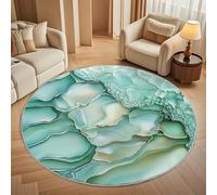 Genérico Suave Alfombra Redonda de Pelo Corto 180 cm Fiámetro Estilo MáRmol - TPR Antideslizante Lavable a Máquina Alfombra Redonda Verde Salvia para Salón, Dormitorio e Infantil