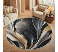 Genérico Suave Alfombra Redonda de Pelo Corto 180 cm Fiámetro Pintura Abstracta Al óLeo - TPR Antideslizante Lavable a Máquina Alfombra Redonda Oscuro para Salón, Dormitorio e Infantil