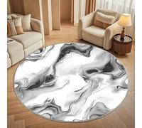 Genérico Suave Alfombra Redonda de Pelo Corto 80 cm Fiámetro MáRmol Ondulado de Pintura - TPR Antideslizante Lavable a Máquina Alfombra Redonda Gris para Salón, Dormitorio e Infantil
