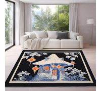 Genérico Suave Alfombras Vintage Pastoral Fantasía Casa de Hongos Decorativas, Alfombra Azul Blanco de Pelo Corto Resistente 140 x 200 cm - Ideal para Salón Habitación y Dormitorio