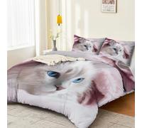 Genérico Suave y Transpirable Funda Nórdica 150 x 220 cm Edredon con Dibujos Animados Gatos minimalismo Patrón Microfibra 3 Piezas Compuesto por 1 Rosa Funda Nórdica + Fundas de Almohada