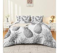 Genérico Suave y Transpirable Funda Nórdica 260 x 220 cm Edredon con Minimalista Fruta Piña Patrón Microfibra 3 Piezas Compuesto por 1 Blanco Funda Nórdica+ 2 Fundas de Almohada 50 x 75 cm