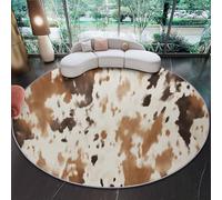 Genérico Suaves Alfombra Redonda 100 x 100 cm - Alfombras Estampado Camuflaje Acuarela Cuero Textura, Crema Antideslizante Alfombra Decoración para Cocina Sala De Estar Recámara Comedor