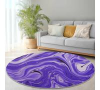 Genérico Suaves Alfombra Redonda Estampado Púrpura - Abstracto Líquido Mármol patrón Duradera Antideslizante Lavable Alfombras, 60 x 60 cm Pelo Corto Alfombra Redonda para Dormitorio Sala de Estar