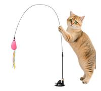 Genérico Suction Cat Toy - Fishing Pole Teaser | Interactive Cat Toy with Suction Cup | for Home Living Room Apartment Corner Play Area Alone Time