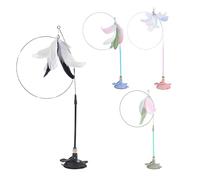 Genérico Suction Cup Cat Toys, 4X Cat Teaser Wand, 9.45x13.39 Inches Interactive Pet Exercise Toy, Feather Enrichment Game for All Cats Breeds, Play and Boredom Reduction