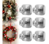 Genérico Suction Cup Hooks, 2025 New Model No-Drill Suction Cup Hooks, Wreath Hangers for Front Doors, Metal Towel Hooks for Window, Door, Bathroom Mirrors for Daily Use(Silver,6PCS)