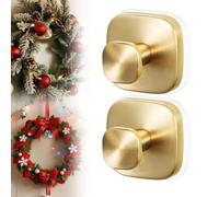 Genérico Suction Cup Hooks, 2025 New Model No-Drill Suction Cup Hooks, Wreath Hangers for Front Doors, Metal Towel Hooks for Window, Door, Bathroom Mirrors for Daily Use(Gold,2PCS)