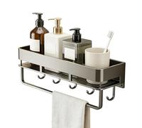 Genérico Suction Cup Shower Shelf | No-Drill Organizer with Hooks | Shower Shelves Suction Cup - For Apartment Home Bathroom Kitchen RV Toilet