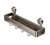 Genérico Suction Cup Shower Shelf, Wall-Mounted Storage Holder, Towel Rack with Hooks, No-Drill Organizer Design for Bathroom Accessories, Apartment, Home, Decor, Space Saving Use