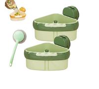 Genérico Suction Cup Sink Corner Rack, Sink Strainer Basket, Suction Cup Press Drainer Basket, Triangle Storage Rack with Drain Hole, Removable for Easy Cleaning for Kitchen (Green*2)