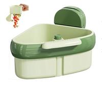 Genérico Suction Cup Sink Corner Rack, Upgraded Hanging Kitchen Sink Strainer Basket, Corner Hanging, Sinks Corner Food Waste Collector (GREEN)