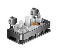Genérico Suction Storage Rack For Bathroom - No Drill Wall Mount Organizer Tray, Removable Hook Seasoning Shelf, Rustproof Soap Holder System Kitchen Use | Bathroom, Restroom, Home Organization