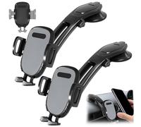 Genérico Suction Type Downward Bending Phone Mount, Car Suction Cup Phone Mount, with One-Touch Release Clamp, Universal Car Windshield Silicone Suctions Cup 360 Degree Mounts Holder Stand (Gray*2)