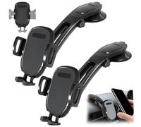 Genérico Suction Type Downward Bending Phone Mount, Car Suction Cup Phone Mount, with One-Touch Release Clamp, Universal Car Windshield Silicone Suctions Cup 360 Degree Mounts Holder Stand (Black*2)