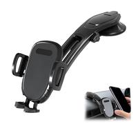 Genérico Suction Type Downward Bending Phone Mount, Car Suction Cup Phone Mount, with One-Touch Release Clamp, Universal Car Windshield Silicone Suctions Cup 360 Degree Mounts Holder Stand (Black)